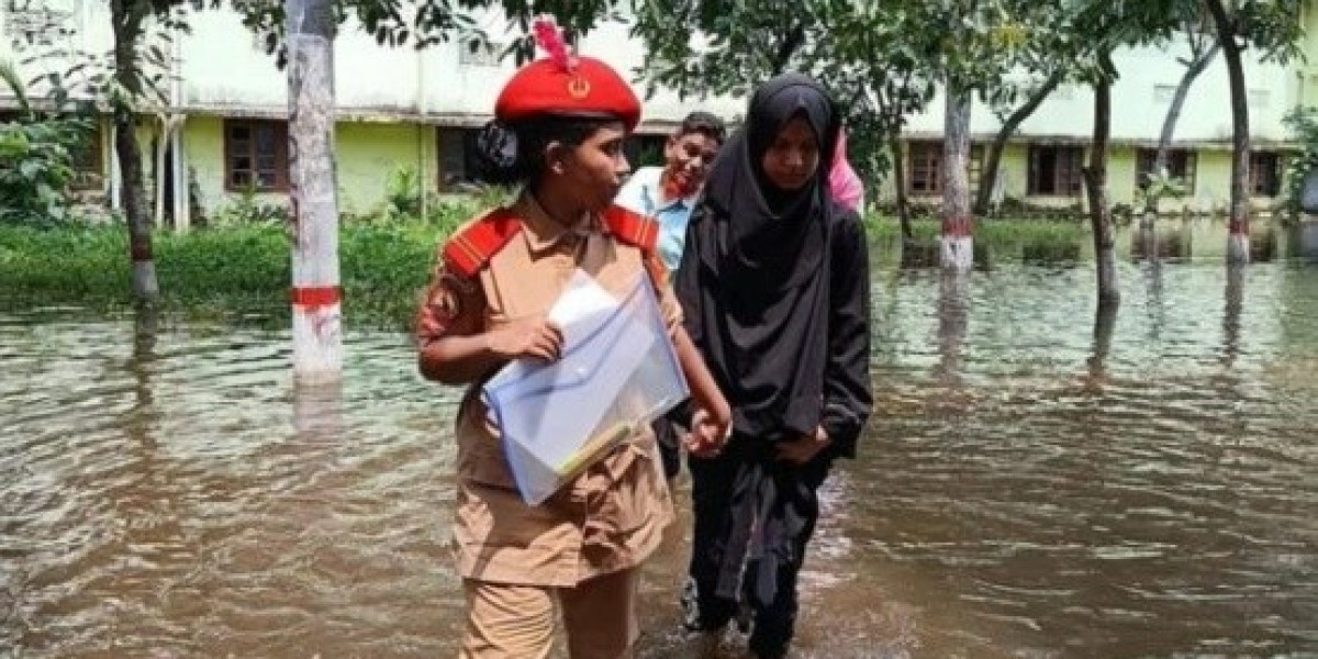 Admission test in knee-deep water at Comilla Victoria College